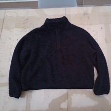 H&M Sweatshirt S schwarz Teddy Pullover Langarm Reißverschluss