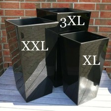 Blumenkübel Schwarz Hochglanz Pflanzeinsatz Blumentopf Eckig  SET: XL XXL 3XL