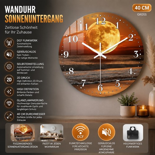 Wanduhr sonnenuntergang meer - wanduhr,