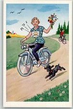 13080620 - Fahrrad fahren, Kofferradio, gute Erhaltung AK Radio