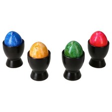 4x Nero Eierbecher schwarz Steingut für 4 Personen Frühstück Brunch Buffet