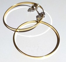 Creolen Ohrclips bicolor goldf silberf Clips groß XXL 9cm lang 3,3mm breit