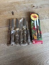 6 WMF Obstmesser mir Holzgriff rustikal Vintage Burgund Tafelrunde Messer