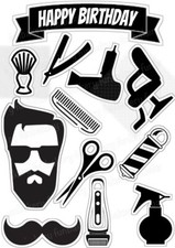 Friseur Barbier Tortenbild Party Deko Geburtstag Aufleger Muffin Haarschere