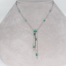 Wert 3470 € Brillant Smaragd Collier 750 18 Karat Weiß Gold