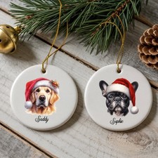 Personalisierter Keramik-Baumschmuck mit Hundermotiv – Weihnachten Geschenkidee