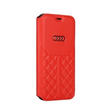 Audi Q8 Serie Leder Hülle für iPhone 12 Pro Max Rot Book-Case