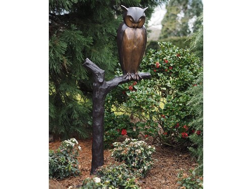 Bronzeskulptur große eule auf - bronzeskulptur,
