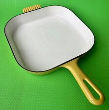 PFANNE Gusseisen 26cm weiß-gelb Schmor-Pfanne für Elektro, Gas + Induktion