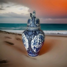 Delfter Deckelvase 38 Cm Blau