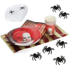 34-teiliges Horror Clown Party-Geschirr und Deko-Set für Halloween, Motto-Party