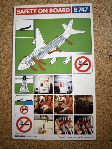 Swissair b747 safety card - swissair,