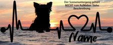 Aufkleber Hund Yorkshire Terrier Herzschlaglinie Wohnwagen, Auto