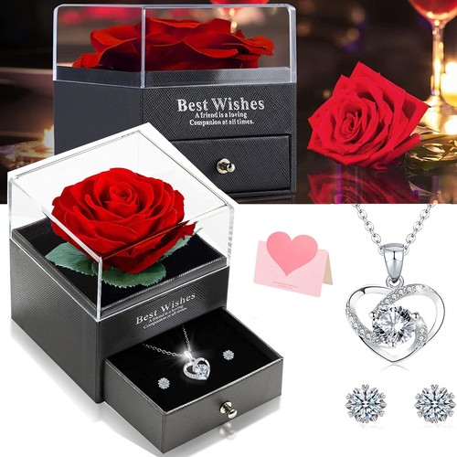 Rosenbox mit herz - mit, halskette