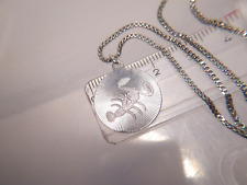 80er J. Zodiak Tierkreis Anhänger KREBS rund 835 Silber + venezianische Kette