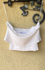🤍Zara Damen Schulterfreies T-Shirt Crop Top Bustier Oberteil Weiß Gr.M
