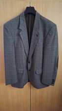Gr. 50 Herren Sakko Jackett Blazer Kariert Mit Ellenbogen Patches
