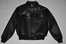 Original Avirex Icon Leder A1 Bomber Jacke Herren Alle Schwarz Neu Alle Größen