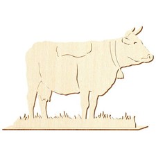 Holz Kuh V3 mit Fuß - Deko
