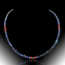 BAILYSBEADS Saphir-Kette Halskette Collier mit Rubin & Smaragd behandelt CV60