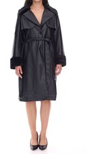 Lederimitat-Mantel Gr. 40 Schwarz Damenmantel Jacke Coat Neu