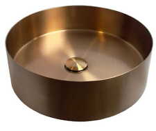 Waschbecken  40x12,5 cm rund + Stöpsel, aus Edelstahl, Kupfer PVD