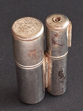 Seltenes Feuerzeug  Platinzünder mit 2 Zylindern vernickeltes Messing DRP & DRGM