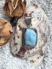 Larimar Anhänger echter Edelstein, Heilstein in 950 Silber gefasst.       #350
