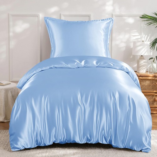 Satin bettwäsche 140x200 blau - satin,