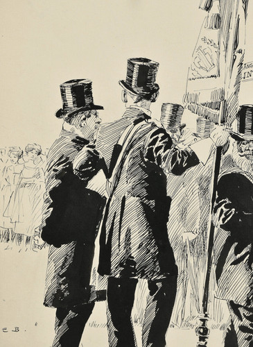 Fahnenumzug federzeichnung - fahnenumzug,,