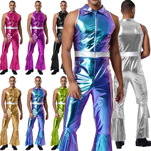 Herren glänzend jumpsuit - de,