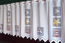 Leuchtturm Scheibengardine in 8 Breiten 49 cm Höhe Badezimmer Bistrogardine 