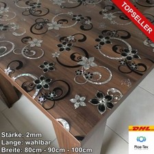 Tischfolie Tischdecke Schutzfolie mit Muster 2mm Transparent Klar Weich-PVC