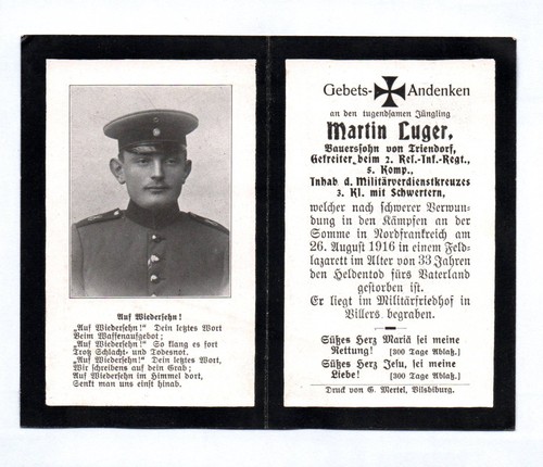 Sterbebild triendorf 1916 - triendorf,