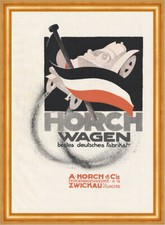 A. Horch Motorwagenwerke AG Zwickau Fahne Plakat Braunbeck Motor A3 520 Gerahmt
