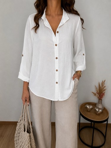 Weiße oversize bluse - weiße,