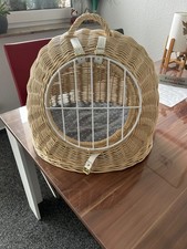 KATZENHÖHLE TRANSPORTKORB aus Weide Wohnhöhle mit Gitter und Kissen