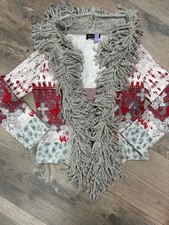 Marc Cain Strickjacke N5 42 gemustert mehrfarbig Fransen L60 B55 warin Reinigung