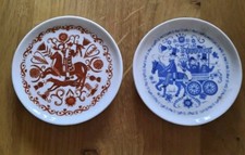 2 handgemalte Porzellan-Untersetzer von Kurt Hammer