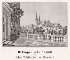 Bamberg Orthopädische Anstalt Original Lithografie 1850