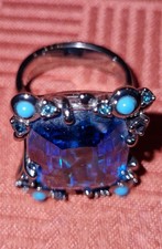 Pierre Lang Ring Rhodiniert 18,4 mm Silber mit Blauem Steinen.