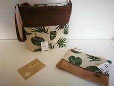 Tasche Umhängetasche Kosmetiktasche Damen Set Handmade Stoff Kunstleder Sommer 