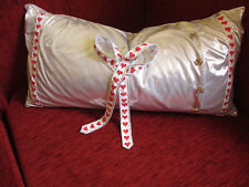 Kissenbezug Deko 80 x 40 Handarbeit Unikat silbern Herzen Rarität Herz Kissen