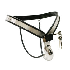 Stahl Höschen Keuschheitsschloss Doppel Y Kette Keuschheitsgürtel Penis Käfig DE
