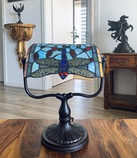 Bankerlampe Tischlampe Tiffany Stil Jugendstil Schreibtischlampe Antik Stil NEU