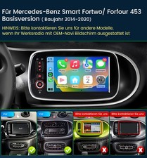 2+64G Für Mercedes Smart Forfour Fortwo 453 Android 14 Carplay Autoradio GPS NAV
