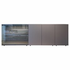 Interlübke Sideboard mit Vitrine Cube Light Lack Elephant M16 Glas Grauglas 