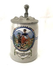 Bierkrug Jugendstil Zinndeckel Motiv Liebespaar