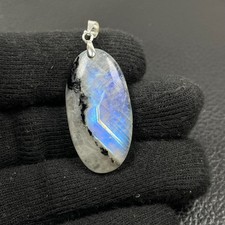 Mondstein Turmalin Cabochon Anhänger mit beweglicher Kralle Nr. 4700