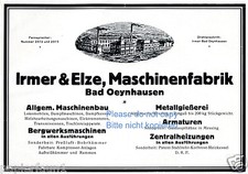 Maschinenfabrik Irmer & Elze Bad Oeynhausen Reklame von 1928 Werbung ad Gießerei